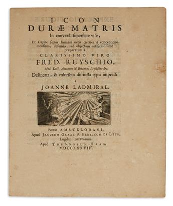 MEDICINE  (LADMIRAL, JAN.)  Ruysch, Frederick.  Icon durae matris in concava [convexa] superficie visae.  2 vols.  1737-38